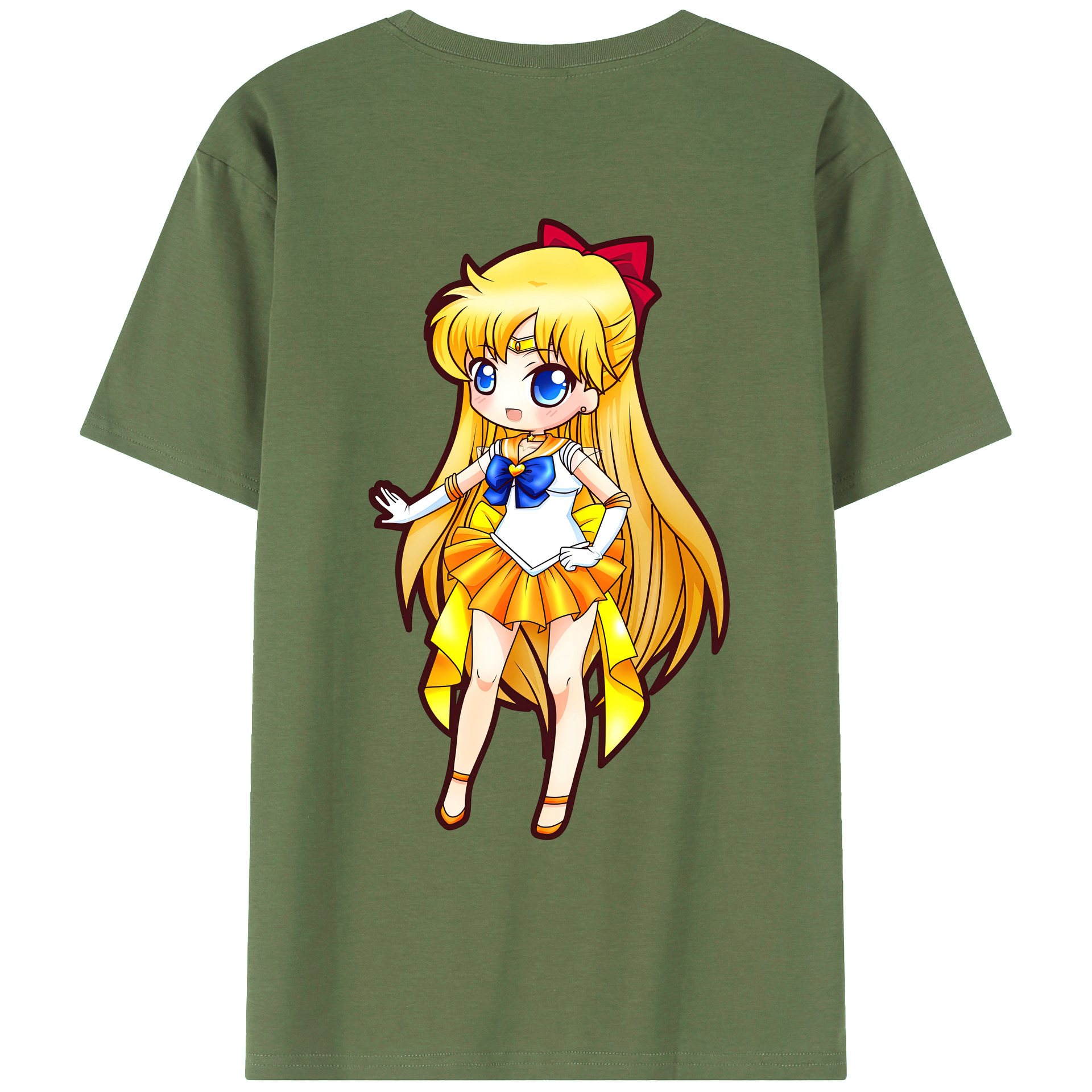 （画像用） 美少女戦士セーラームーン 愛野 美奈子 あいの みなこ Sailor Moon Aino Minako 綿100％ メンズ半袖Tシャツ（バックプリント） 通気性